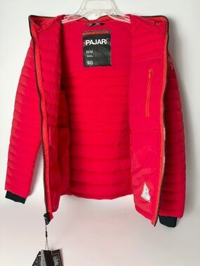 NWT Pajar Canada Axel Men’s Stretch Puffer Jacket Current Red Hooded 3M Thinsula
